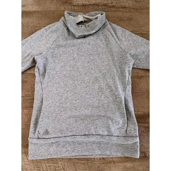 Adidas Sweatshirt Women's Medium Gray Pullover Funnel Neck - Picture 2 of 9